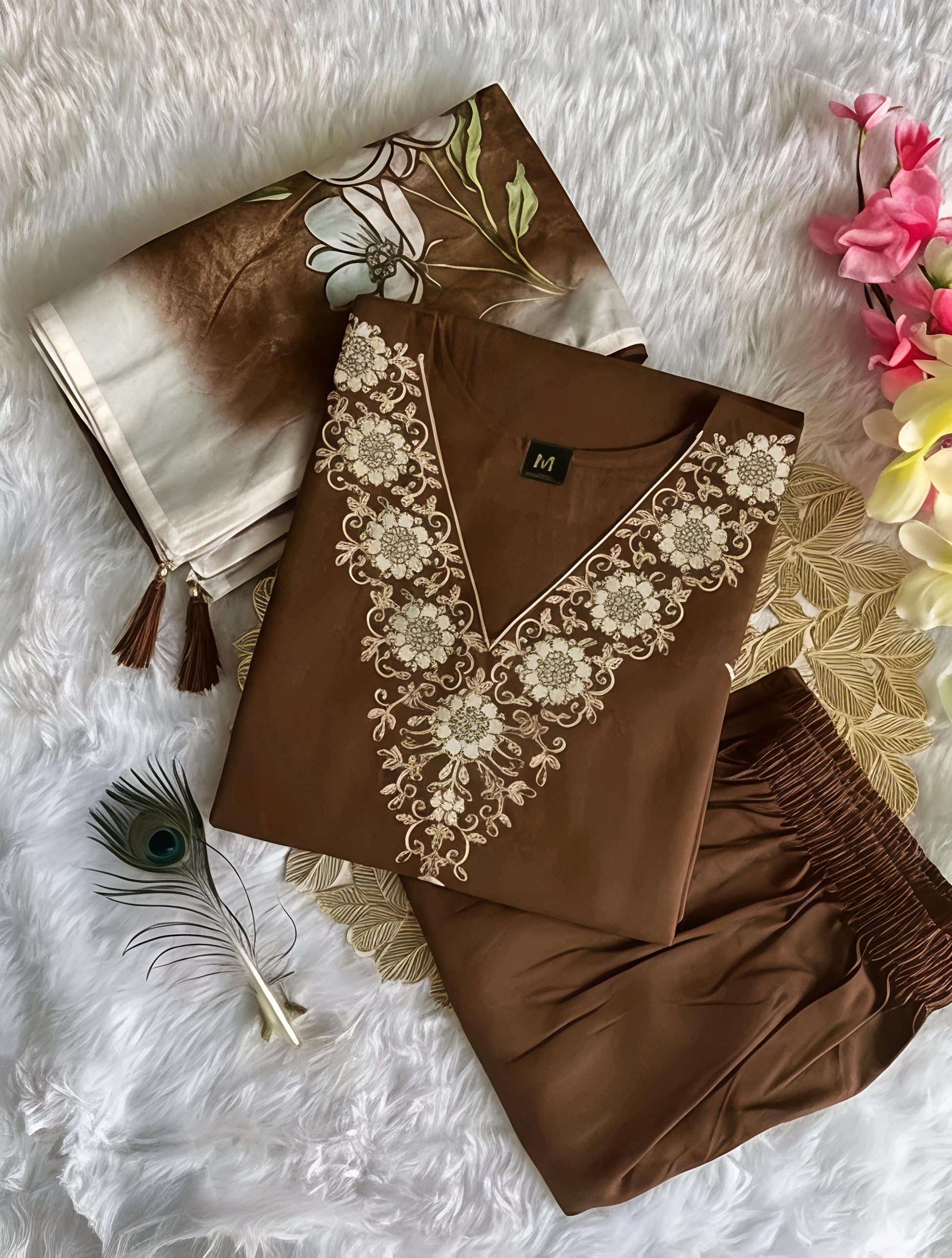 Floral Embroidered Kurta Suit Set – Perfect for Festive & Traditional Occasions