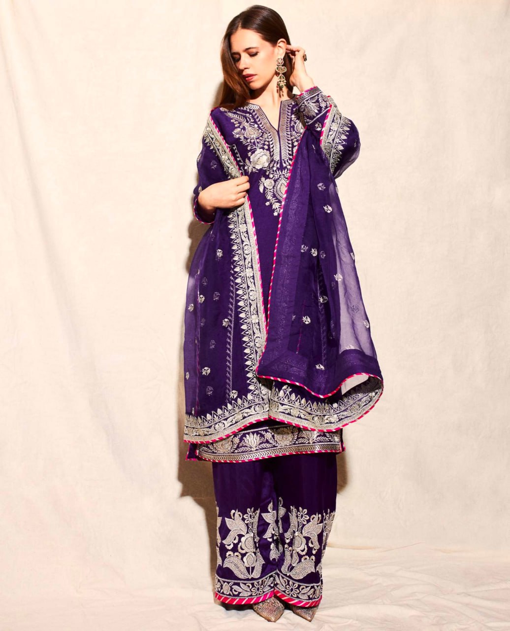 Purple Chinon Sequence Embroidery Salwar Suit Set – 3‑Piece Party & Festive Look (38″ Top + 40″ Pant + 2.2 m Dupatta)