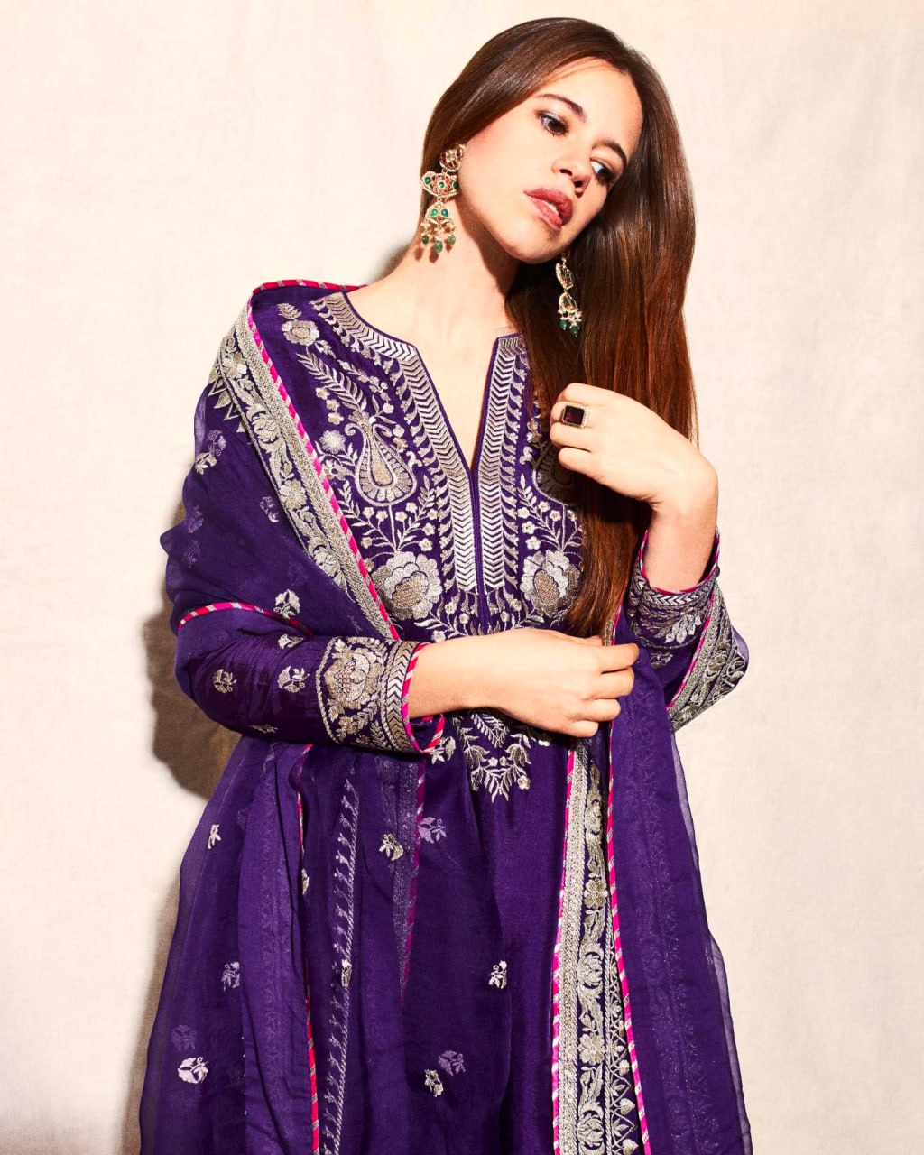 Purple Chinon Sequence Embroidery Salwar Suit Set – 3‑Piece Party & Festive Look (38″ Top + 40″ Pant + 2.2 m Dupatta)