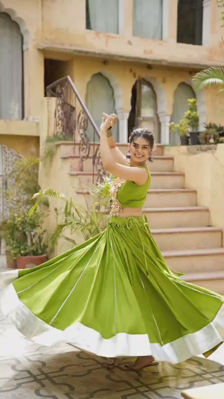 Rayon Gota Patti Lehenga Choli – Stitched Drawstring Set for Navratri & Festive Wear